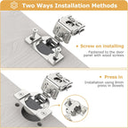 Furniware 105-Degree 1-3/8 Inch Overlay Soft Close Stainless Steel Cabinet Hinges - Furniware