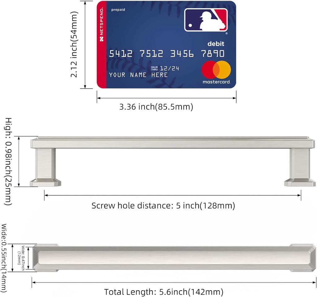 Furniware Brushed Satin Nickel Stepped Cabinet Pull Handles - Furniware