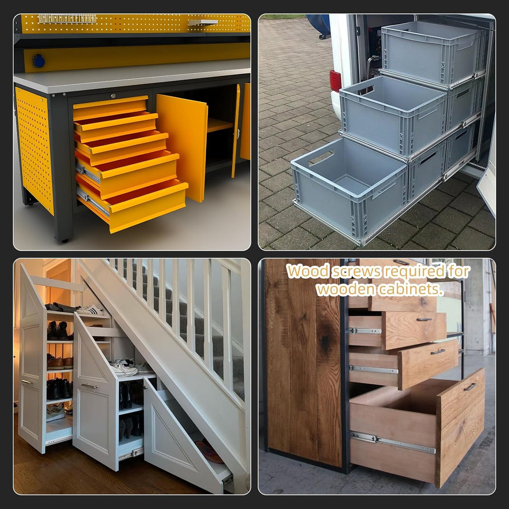 Furniware 1 Pair 265 LB Capacity Drawer Slides Side Mount Full Extension Ball Bearing Drawer Glides - Furniware