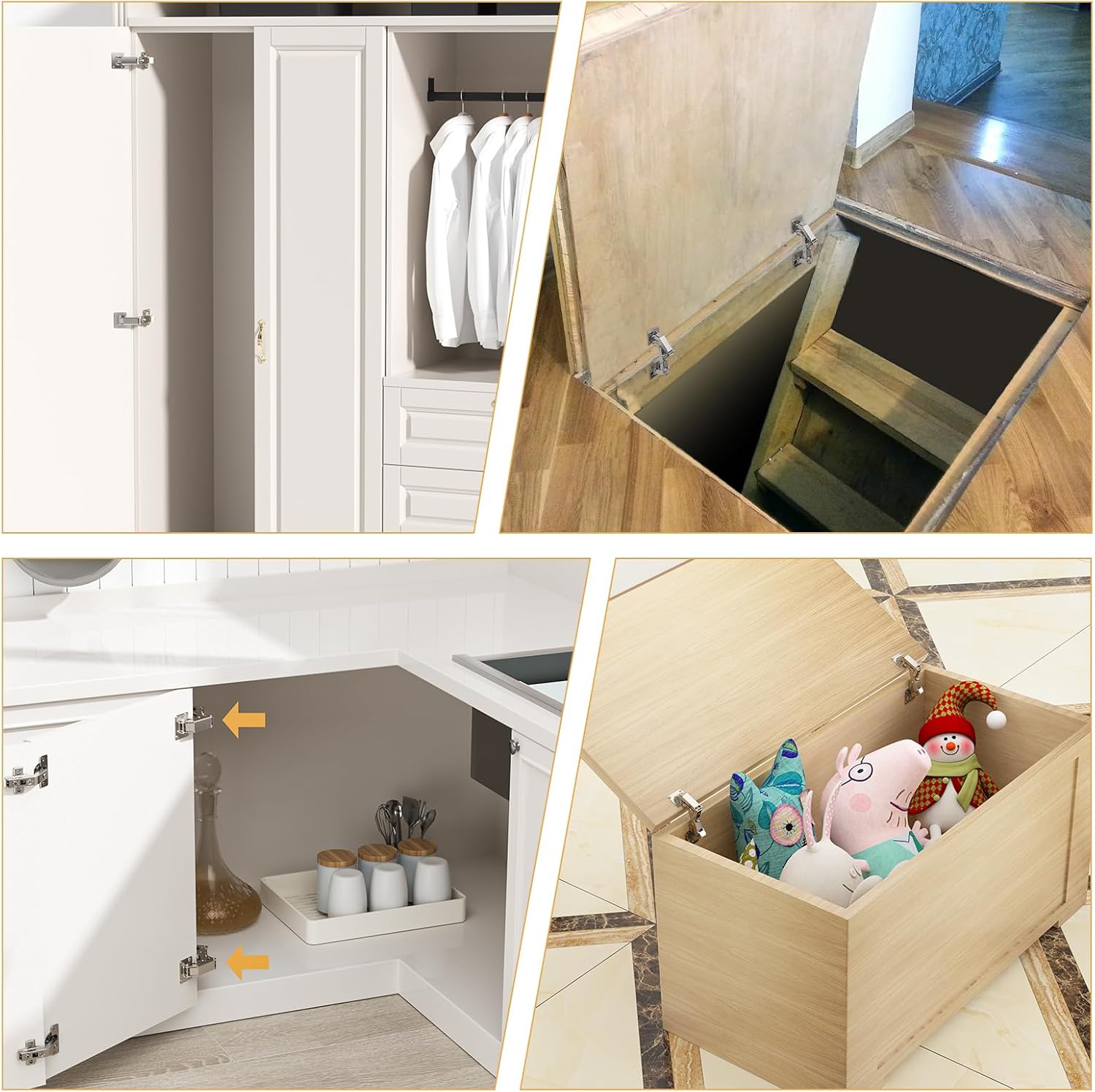 Furniware 170-Degree Frameless Soft Close Lazy Susan Full Overlay Hinges Combination with Screws(Regular)