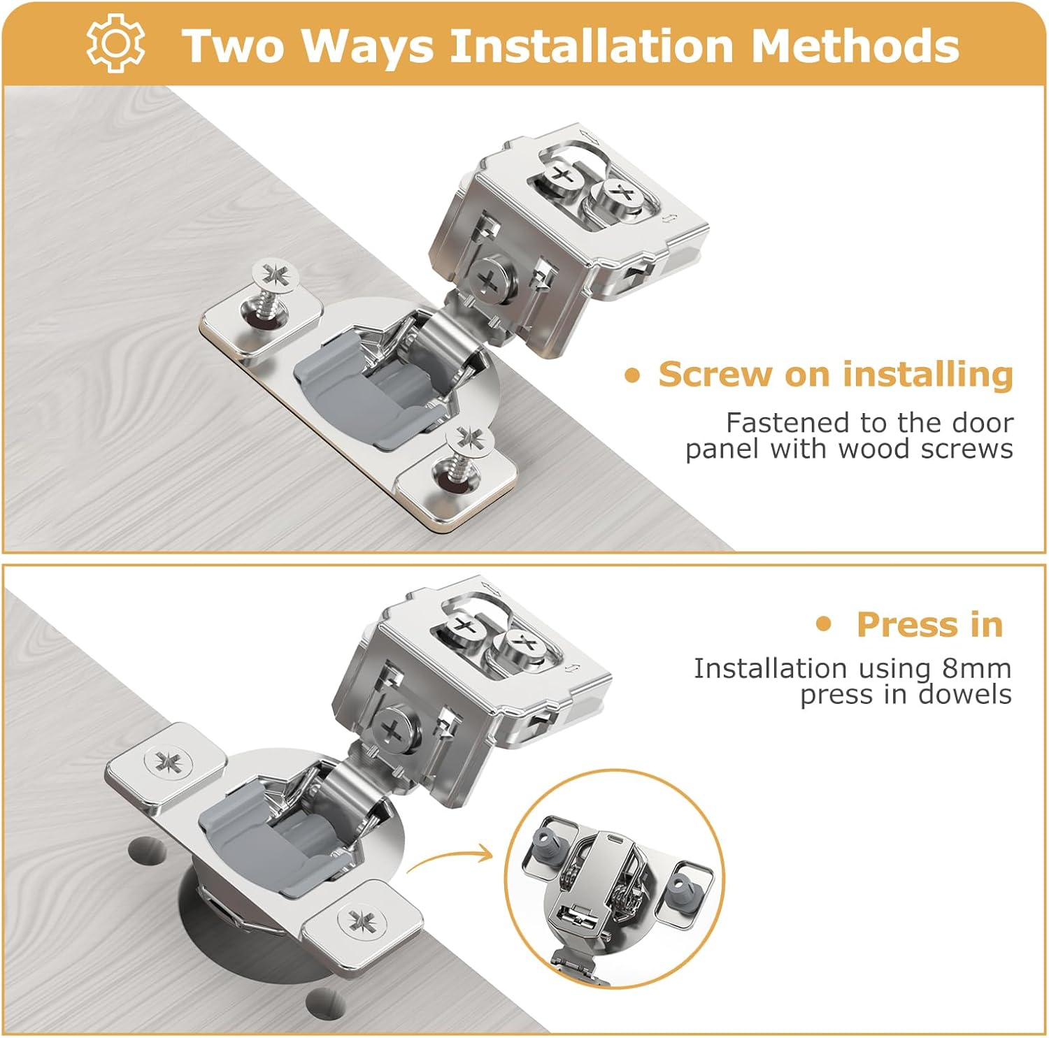 Furniware 1-1/4 inch Overlay Soft Close 3 Way Adjustability Hinges for Face Frame Cabinet - Furniware