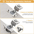 Furniware 1-1/2 inch Overlay Soft Close 3 Way Adjustability Hinges for Face Frame Cabinet - Furniware