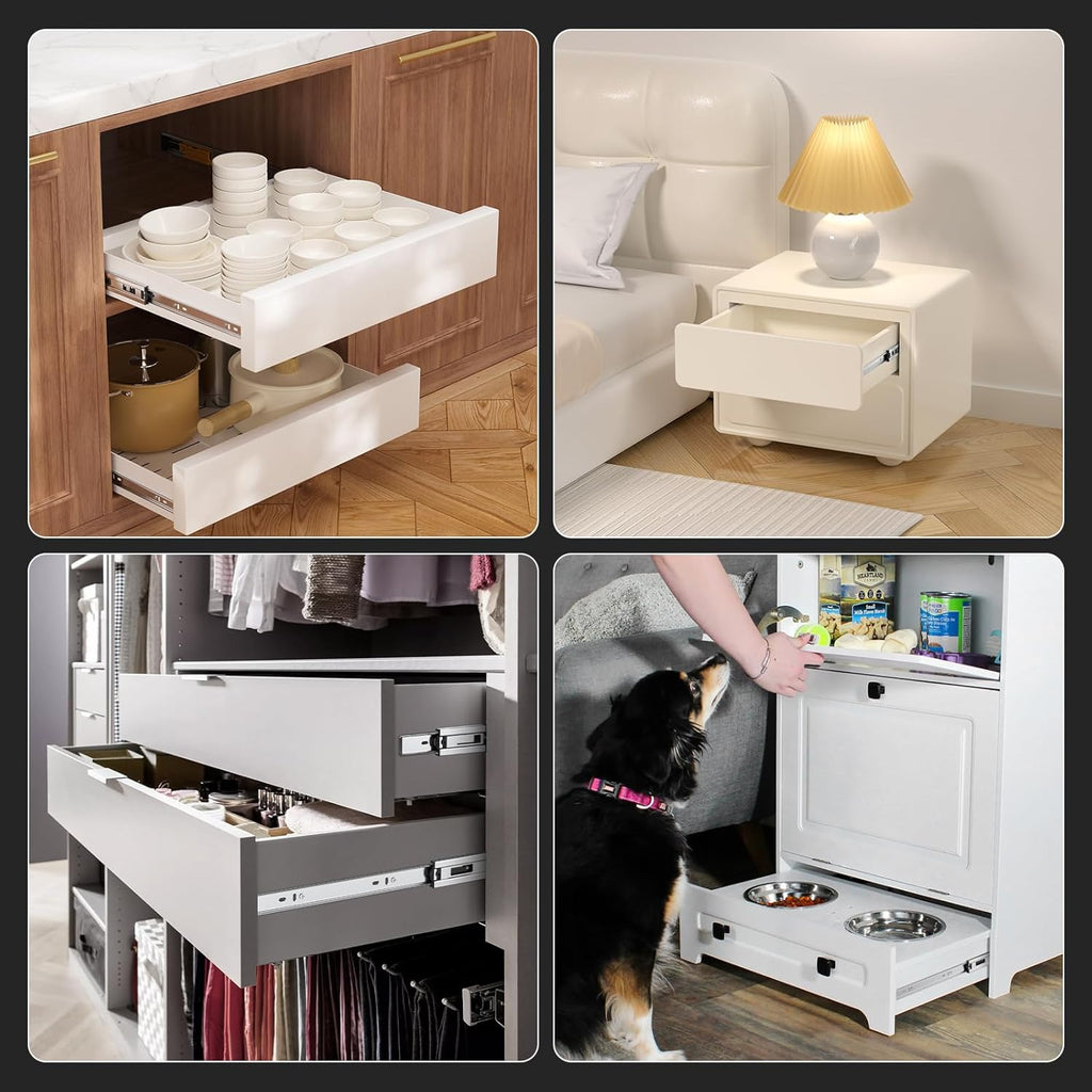 Furniware 100 LB Capacity Soft Close Drawer Slides Side Mount 3 Fold Full Extension Ball Bearing Drawer Glides Quiet Smooth Close - Furniware