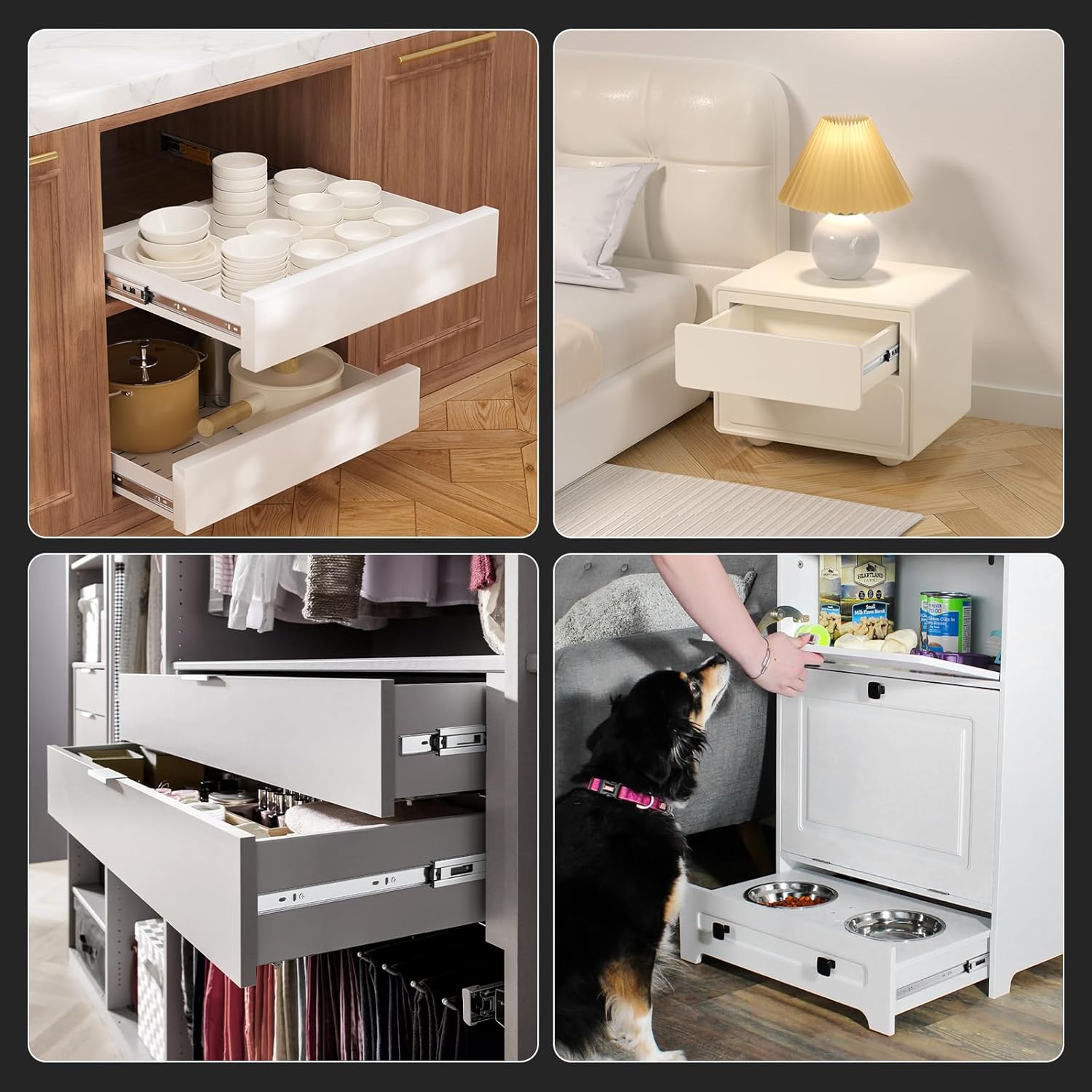 Furniware 100 LB Capacity Soft Close Drawer Slides Side Mount 3 Fold Full Extension Ball Bearing Drawer Glides Quiet Smooth Close - Furniware