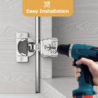 Furniware 105-Degree 1-1/4 Inch Overlay Soft Close Stainless Steel Cabinet Hinges - Furniware