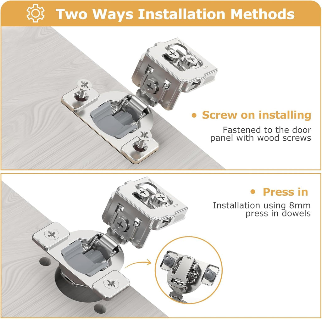 Furniware 3/4 inch Overlay Soft Close 3 Way Adjustability Hinges for Face Frame Cabinet - Furniware