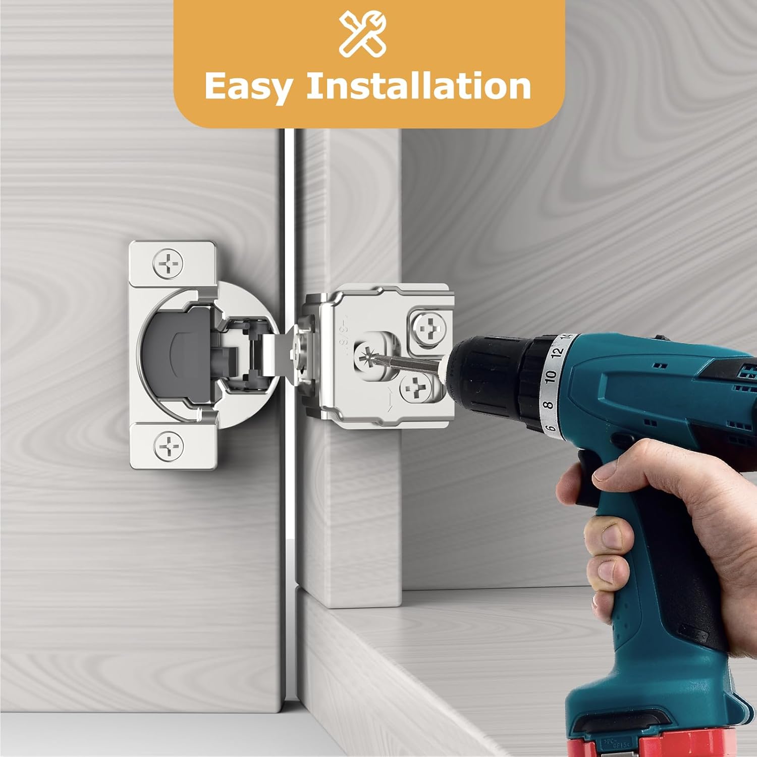 Furniware 105-Degree 1-3/8 Inch Overlay Soft Close Stainless Steel Cabinet Hinges - Furniware