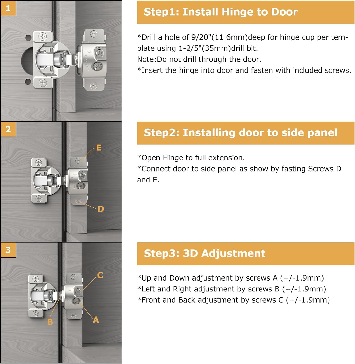 Furniware 1-5/16 inch 105-Degree Overlay Soft Close Concealed Hinge for Face Frame Door - Furniware