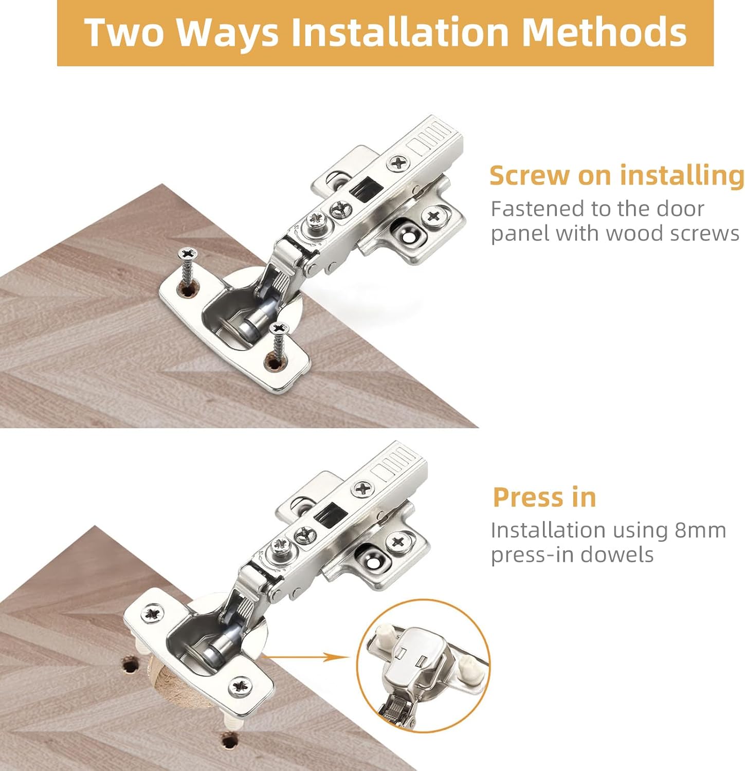 Furniware 45~110 Degree Frameless Full Overlay Soft Close Speed Control 4D Adjustment European Clip-On Cabinet Hinges - Furniware