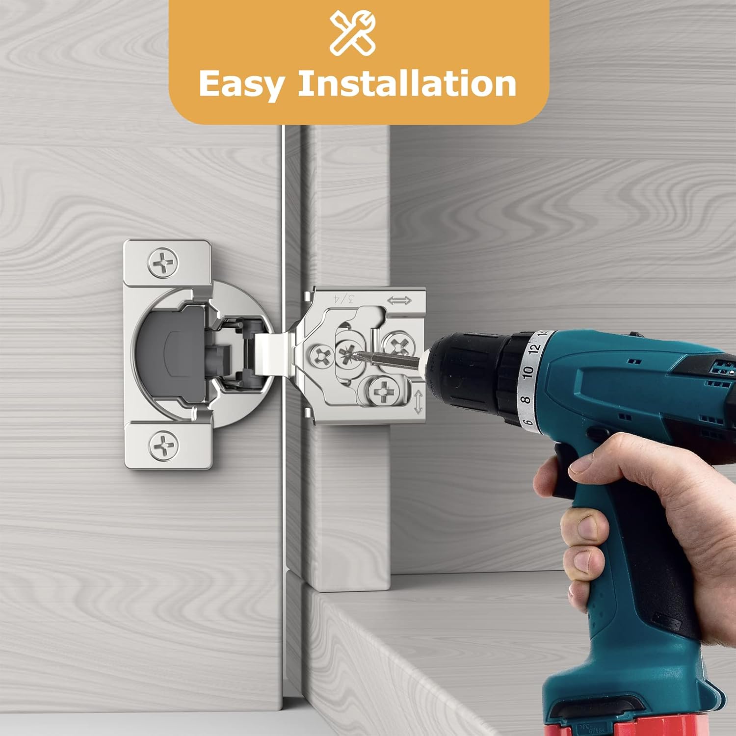 Furniware 105-Degree 3/4 Inch Overlay Soft Close Stainless Steel Cabinet Hinges - Furniware