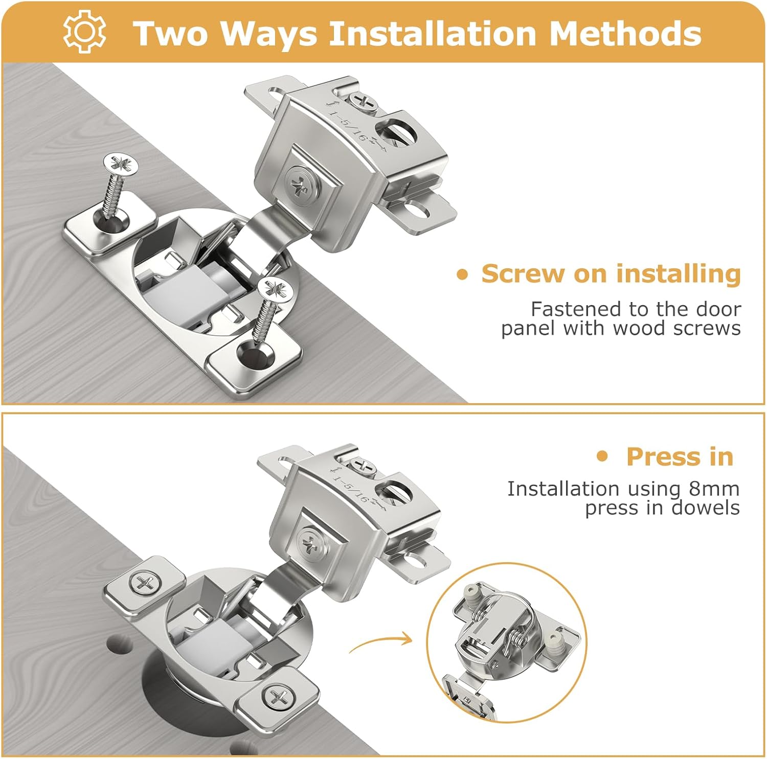 Furniware 1-5/16 inch 105-Degree Overlay Soft Close Concealed Hinge for Face Frame Door - Furniware