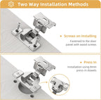 Furniware 105 Degree Non-Soft Close 1-3/8 inch Overlay Regular Hinges for Face Frame Cabinet - Furniware