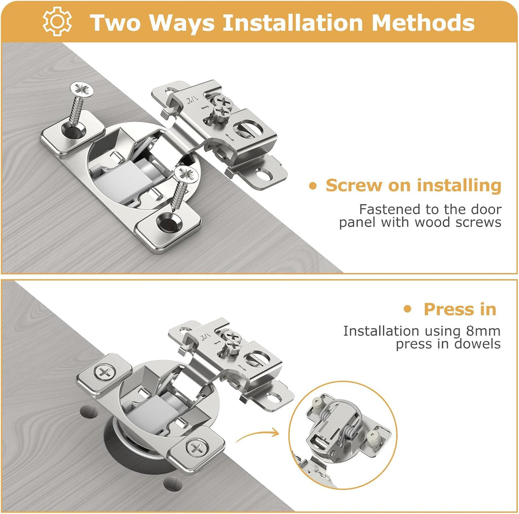 Furniware 1/2 inch 105-Degree Overlay Soft Close Concealed Hinge for Face Frame Door - Furniware