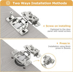 Furniware 1/2 inch 105-Degree Overlay Soft Close Concealed Hinge for Face Frame Door - Furniware