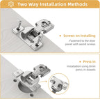Furniware 105 Degree Non-Soft Close 1/2 inch Overlay Regular Hinges for Face Frame Cabinet - Furniware