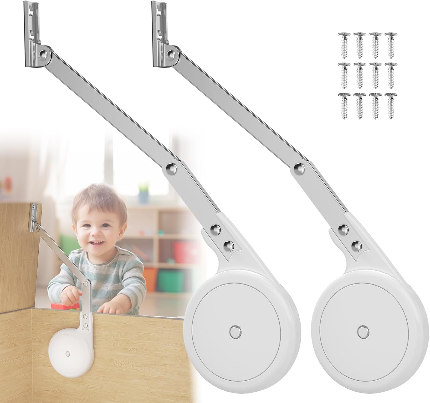 Furniware 105 Degree Soft Close Smooth Close Lid Support Kit Toy Box Hinges - Furniware