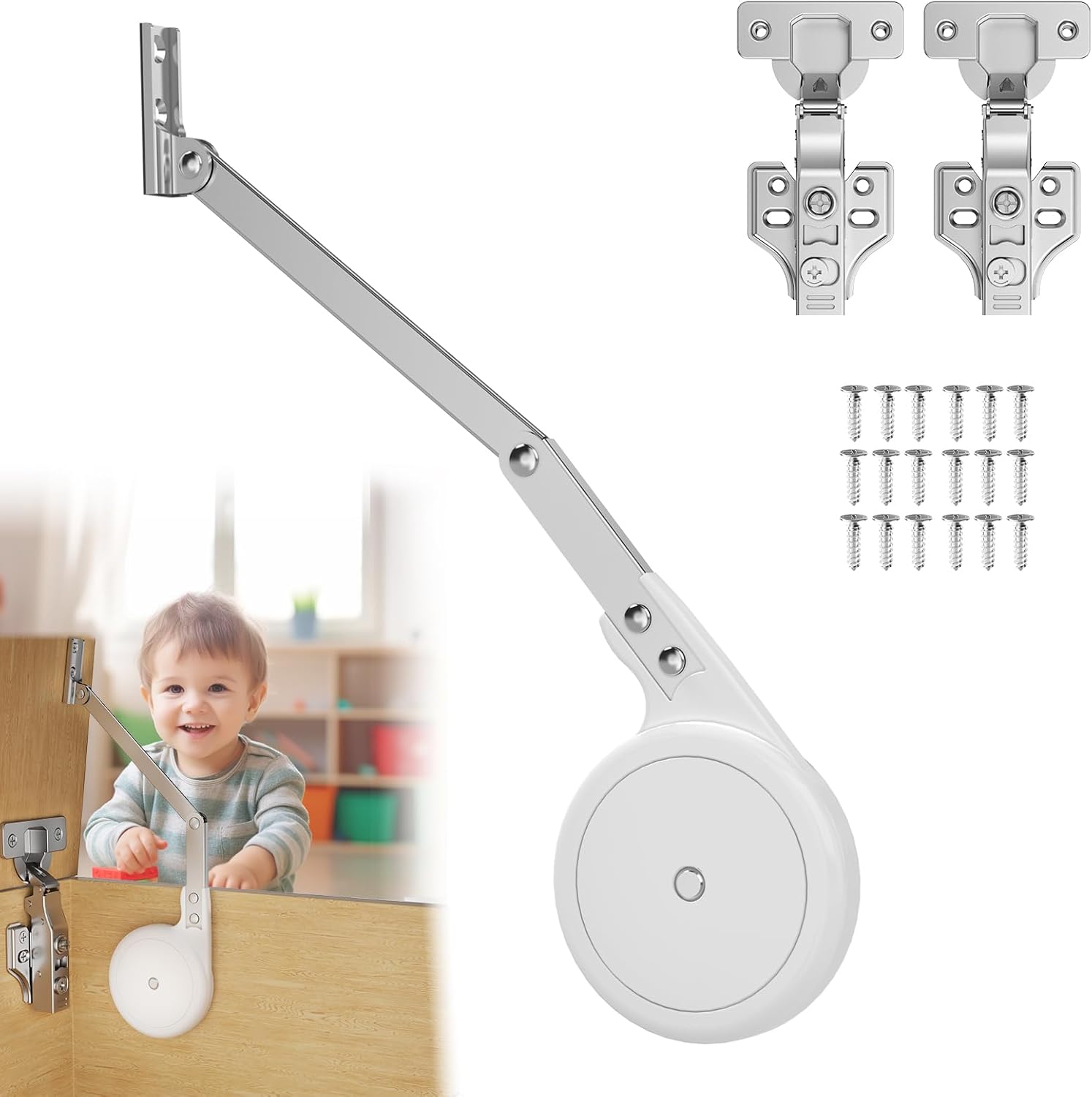 Furniware 105 Degree Soft Close Smooth Close Lid Support Kit Toy Box Hinges - Furniware